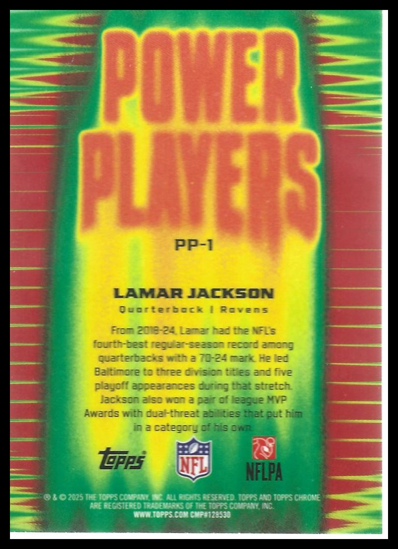 2025 Topps Chrome #PP-1 Lamar Jackson Power Players