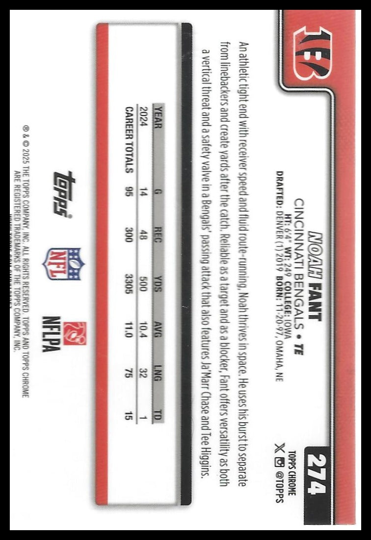 2025 Topps Chrome #274 Noah Fant Pink X-Fractor