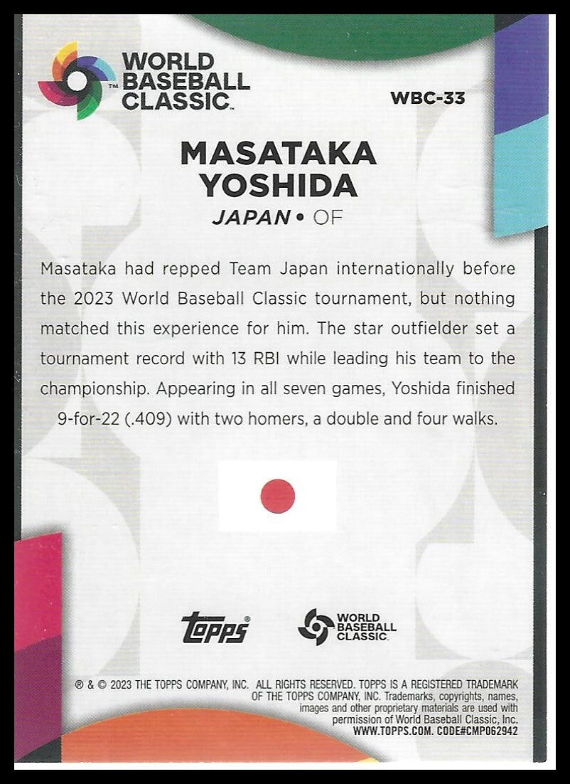 2023 Topps #WBC-33 Masataka Yoshida 2023 World Baseball Classic Stars