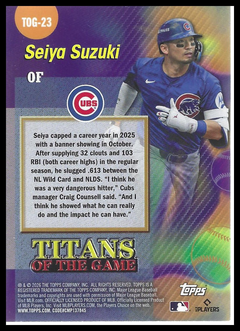 2026 Topps #TOG-23 Seiya Suzuki Titans of the Game