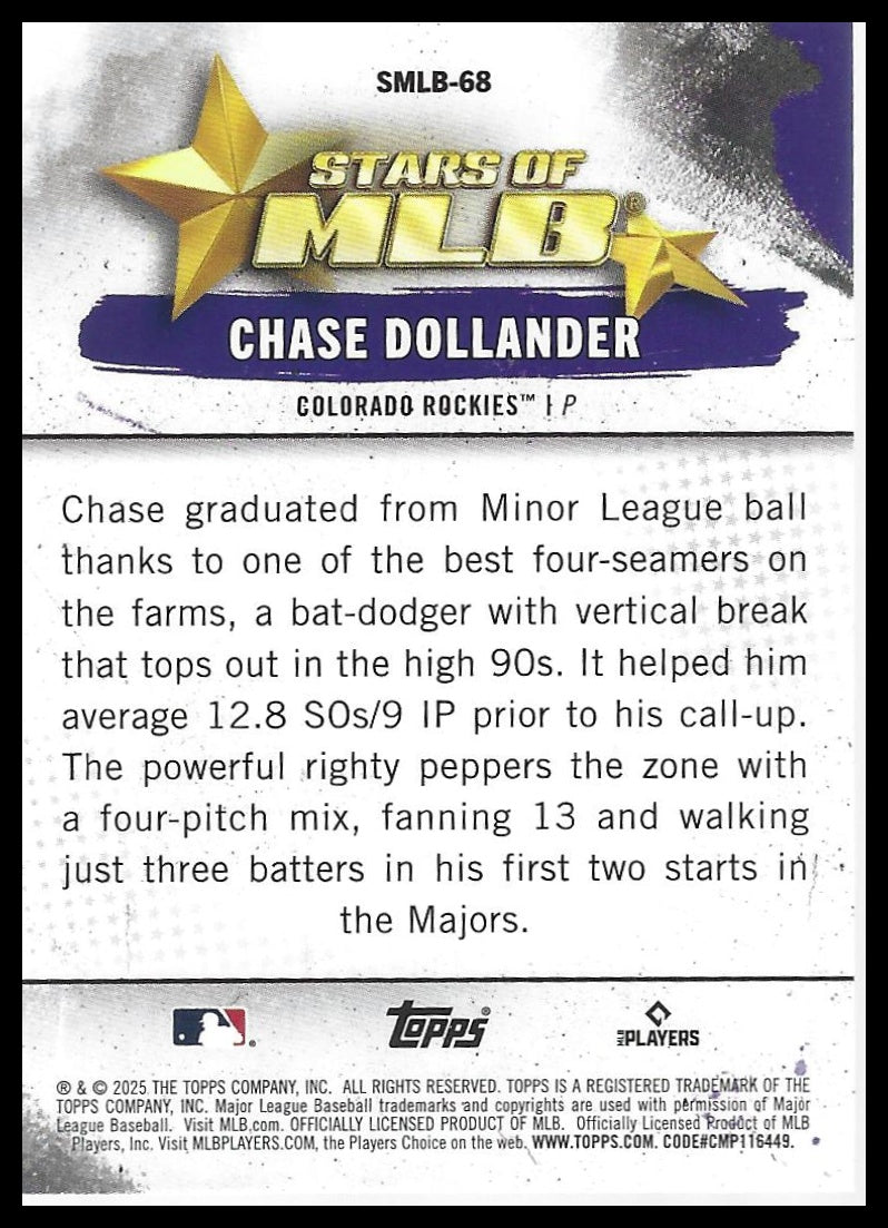 2025 Topps Update #SMLB-68 Chase Dollander Stars of MLB
