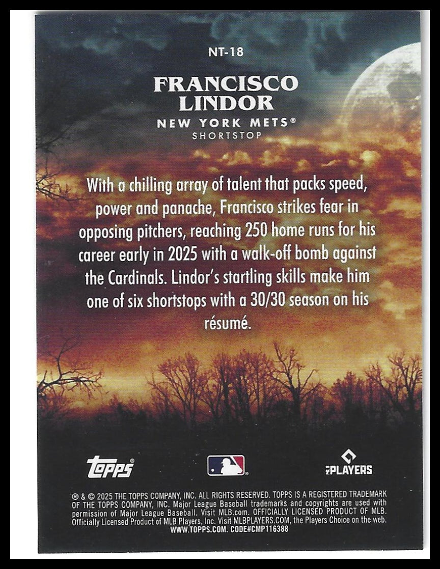 2025 Topps Update #NT-18 Francisco Lindor Night Terrors