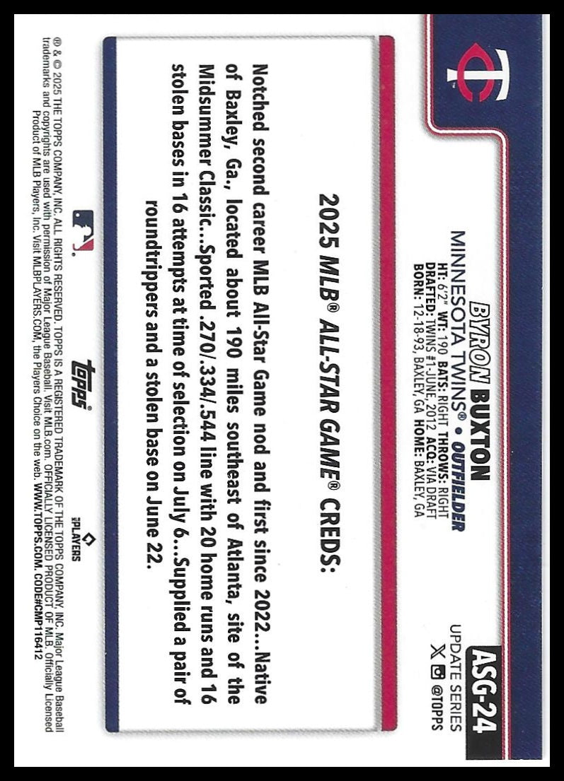 2025 Topps Update #ASG-24 Byron Buxton 2025 All-Star Game