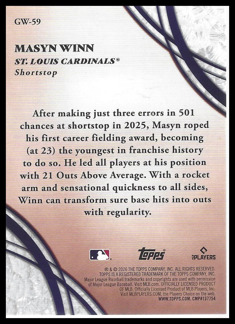 2026 Topps #GW-59 Masyn Winn Glove Work