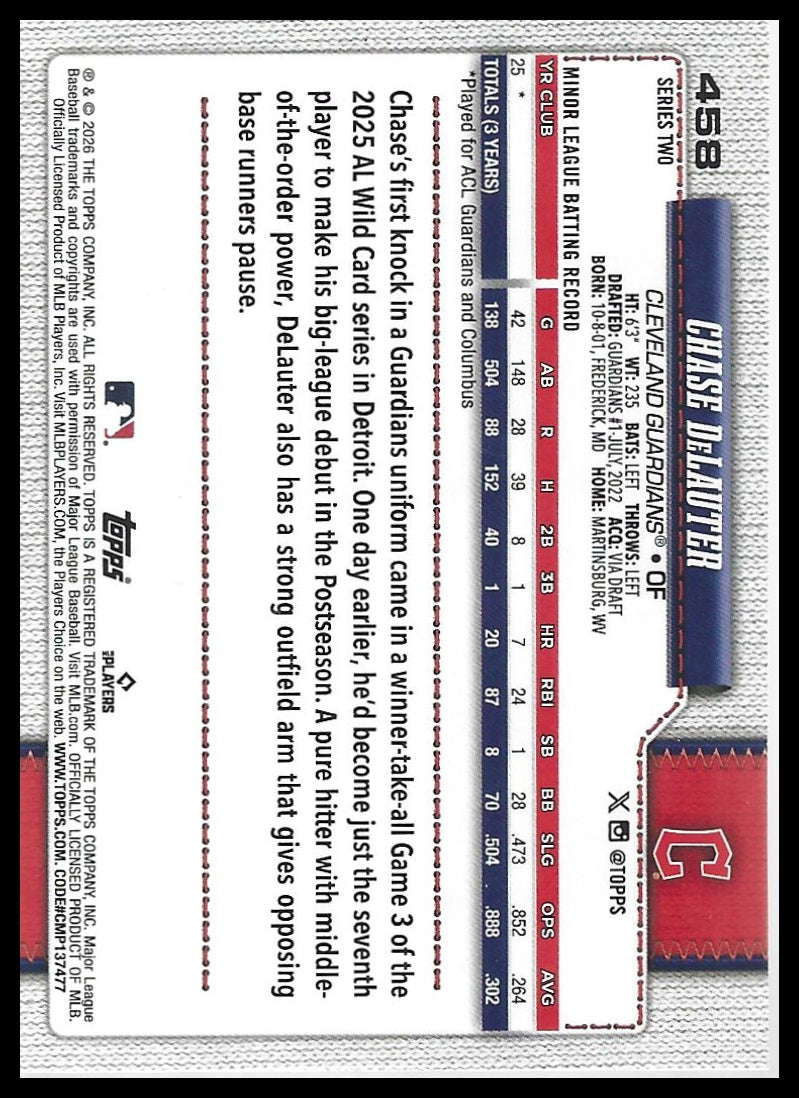 2026 Topps #458 Chase DeLauter