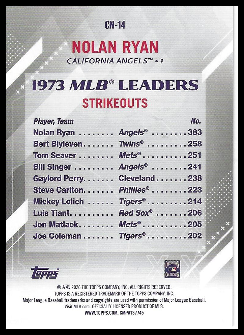 2026 Topps #CN-14 Nolan Ryan Crooked Numbers