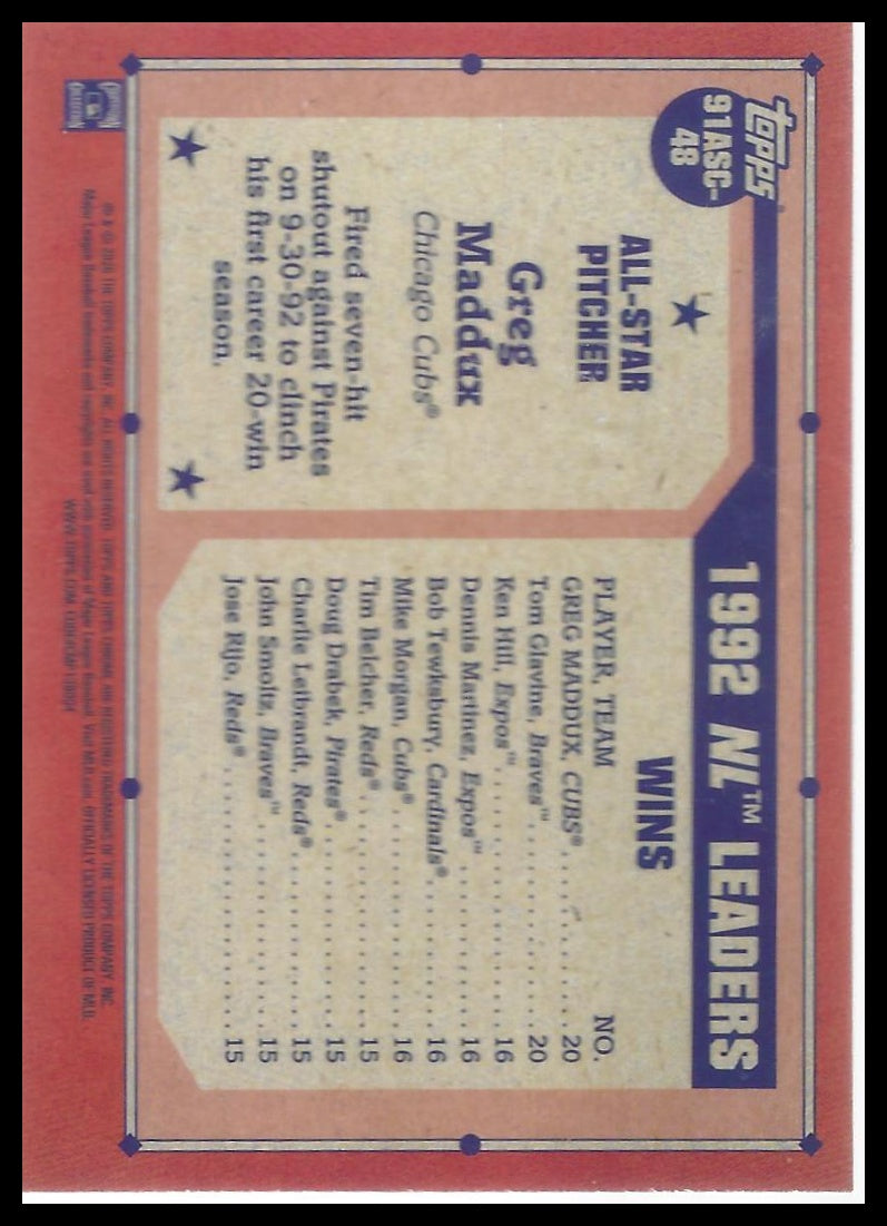 2026 Topps #91ASC-48 Greg Maddux Chrome All-Stars Mojo Refractor (Series Two)