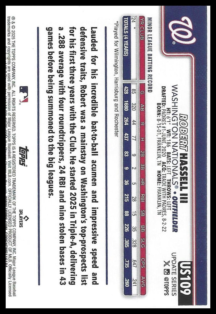 2025 Topps Update #US109 Robert Hassell III Yellow