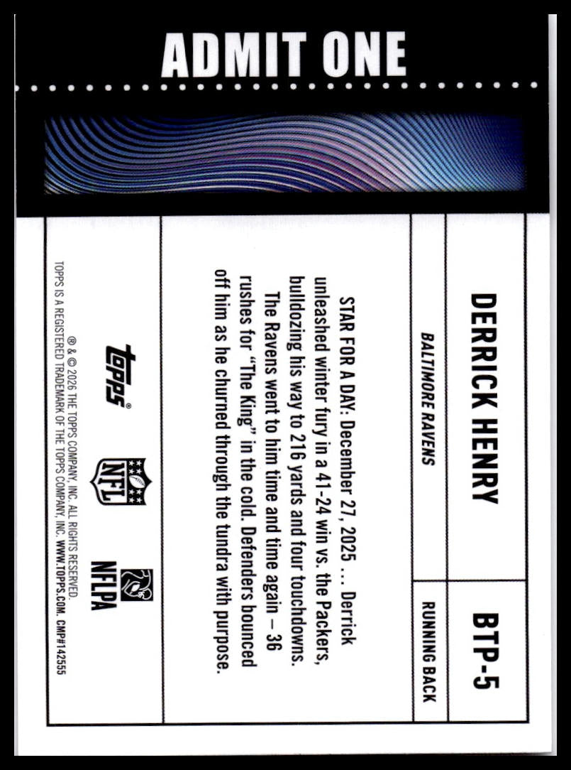 2026 Topps Flagship #BTP-5 Derrick Henry Big Ticket Players
