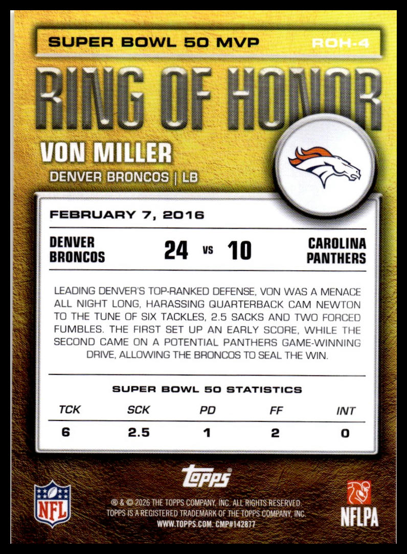 2026 Topps Flagship #ROH-4 Von Miller Ring of Honor