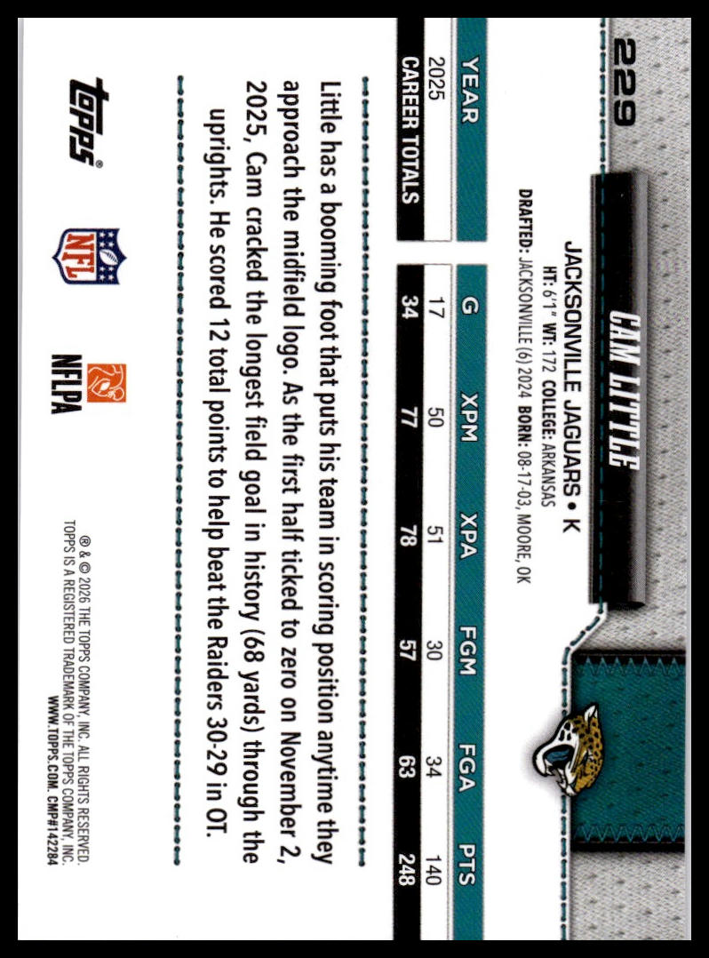 2026 Topps Flagship #229 Cam Little Diamante Foil