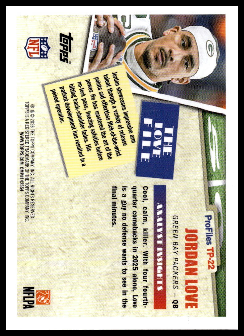 2026 Topps Flagship #TP-22 Jordan Love Topps Profiles