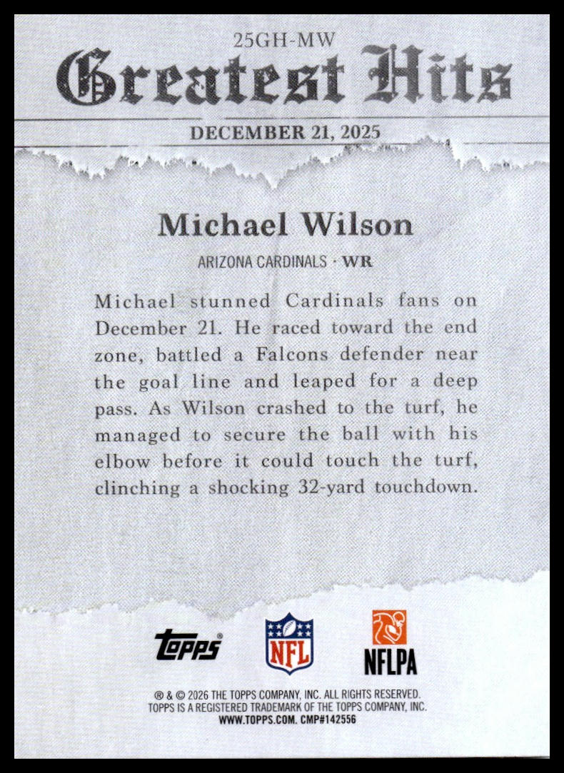 2026 Topps Flagship #25GH-MW Michael Wilson 2025 Greatest Hits