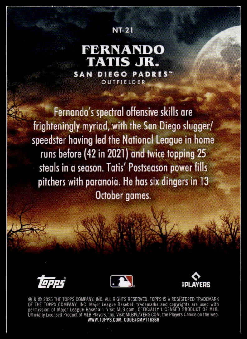 2025 Topps Update #NT-21 Fernando Tatis Jr. Night Terrors