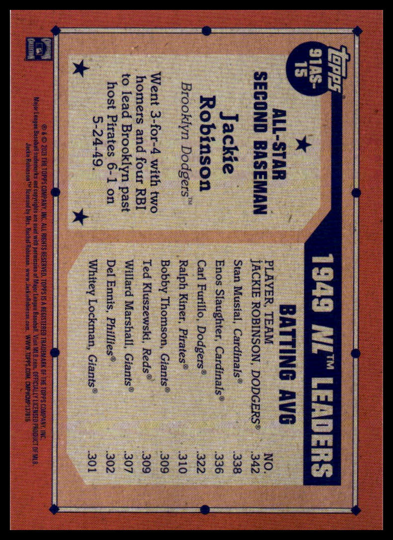 2026 Topps #91AS-15 Jackie Robinson 1991 All-Stars