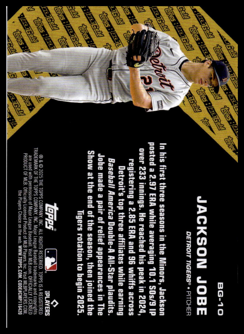 2025 Topps Update #BG-10 Jackson Jobe Topps Black Gold