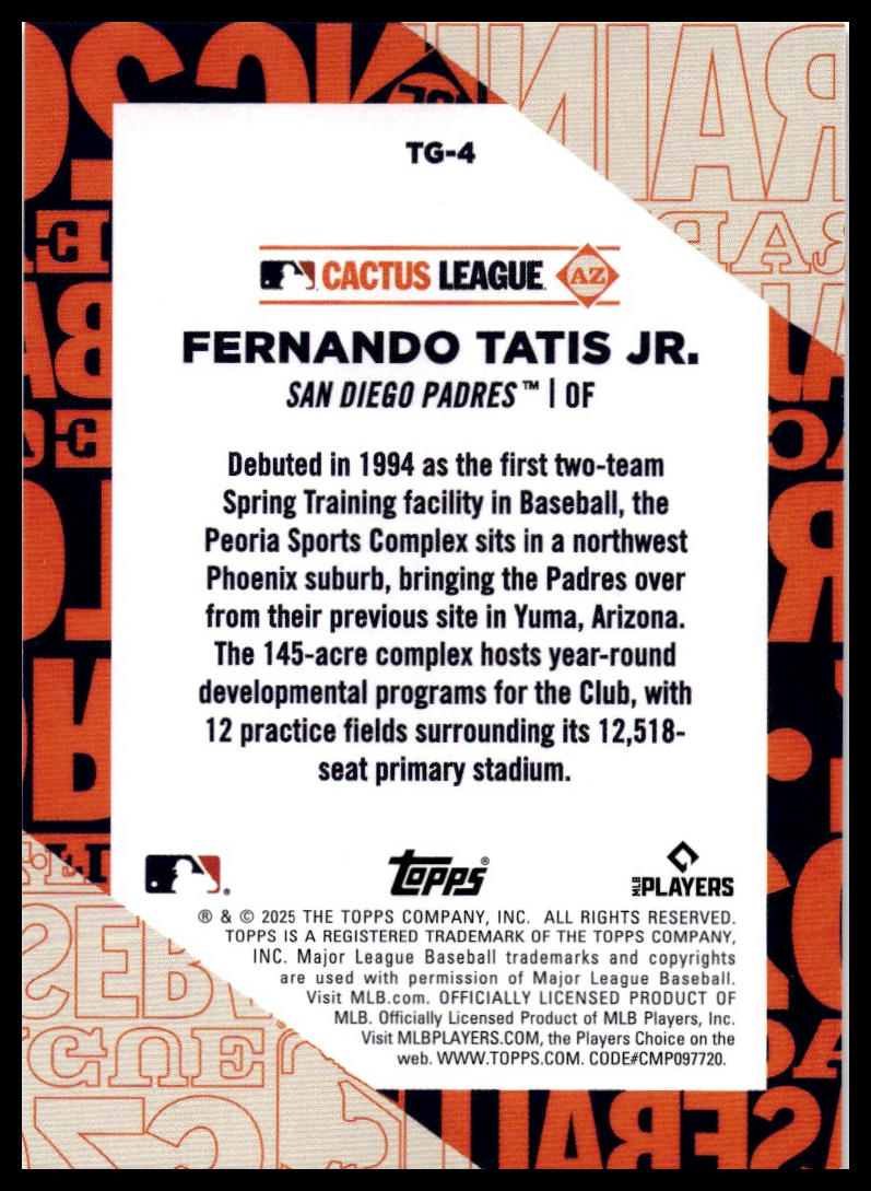 2025 Topps #TG-4 Fernando Tatis Jr. Training Grounds