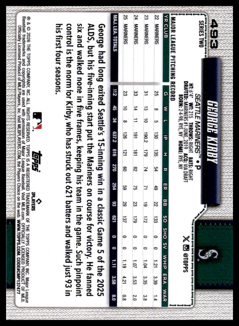 2026 Topps #493 George Kirby Silver Crackle Foil
