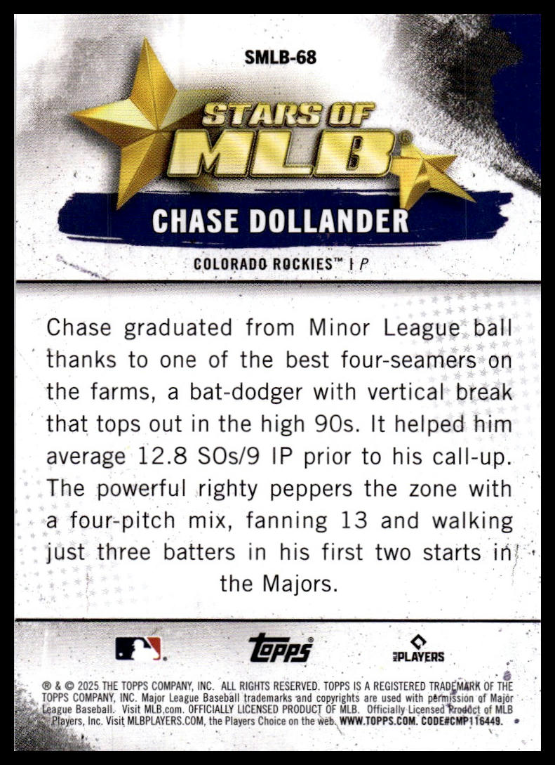 2025 Topps Update #SMLB-68 Chase Dollander Stars of MLB