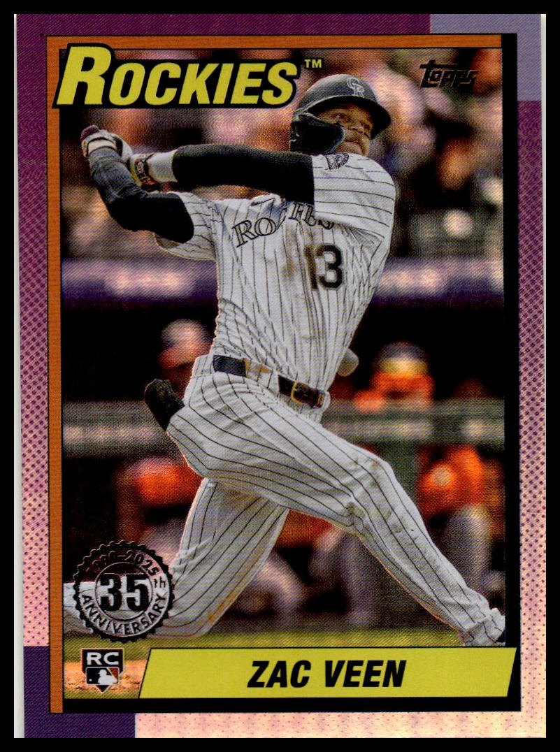 2025 Topps Update #U90-34 Zac Veen 1990 Topps Baseball 35th Anniversary