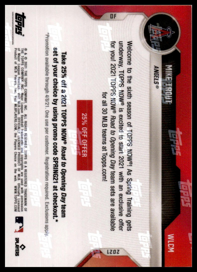 2021 Topps Now #WLCM Mike Trout