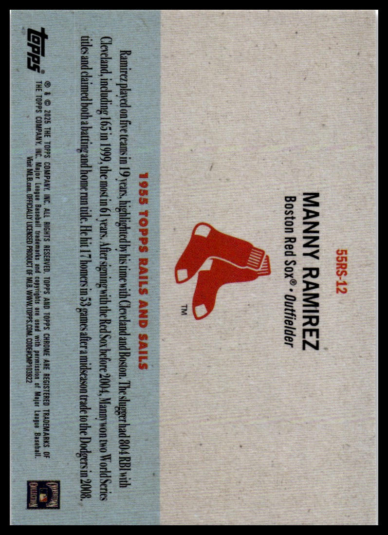 2025 Topps Chrome Platinum #55RS-12 Manny Ramirez 1955 Topps Rails and Sails