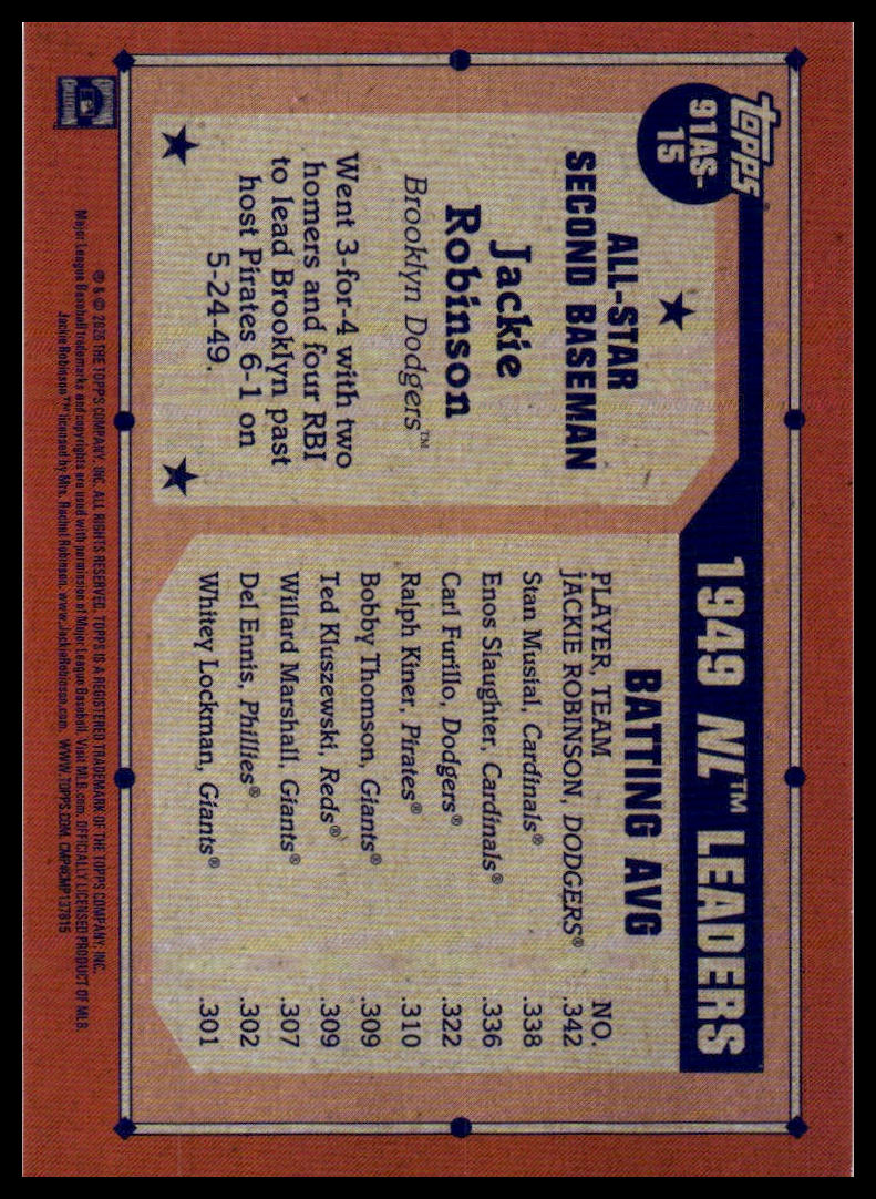 2026 Topps #91AS-15 Jackie Robinson 1991 All-Stars