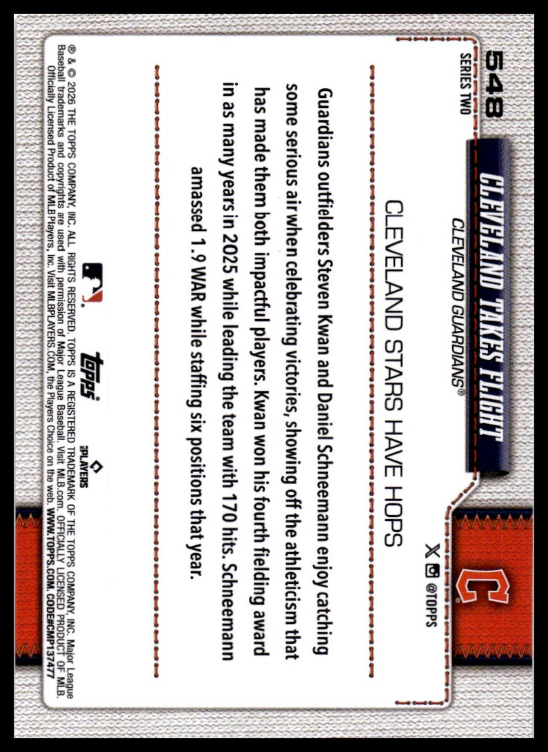 2026 Topps #548 Cleveland Takes Flight Rainbow Foil