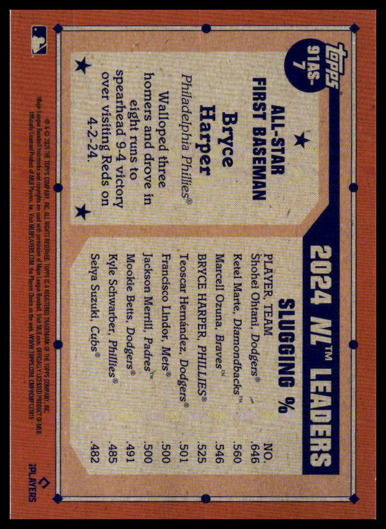 2026 Topps #91AS-7 Bryce Harper 1991 Topps Baseball 35th Anniversary All-Stars