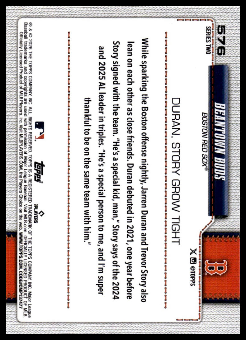 2026 Topps #576 Beantown Buds Pink Holo Foil