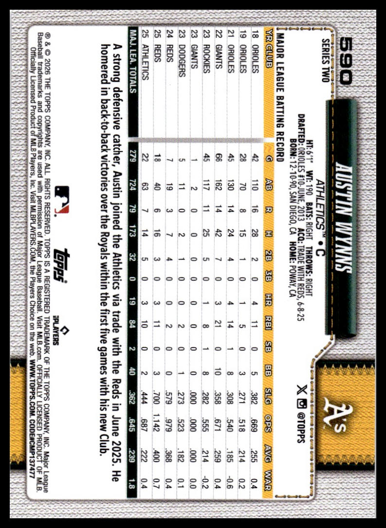 2026 Topps #590 Austin Wynns Diamante Foil