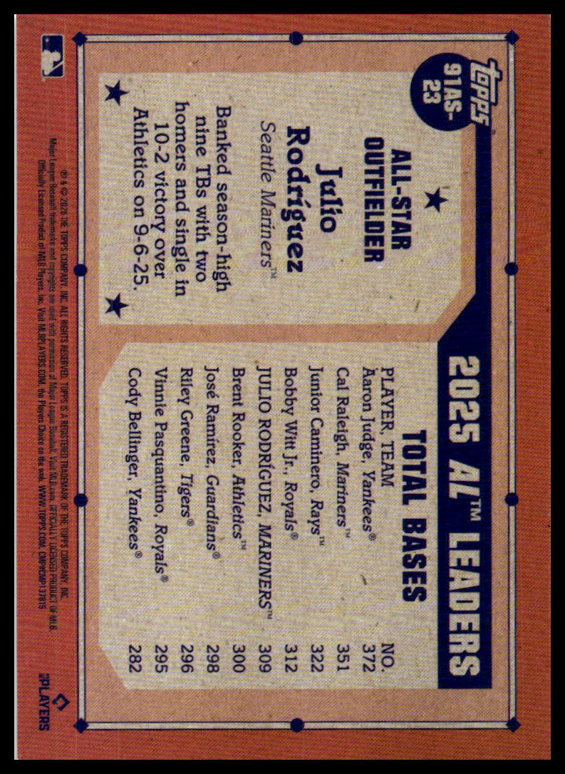 2026 Topps #91AS-23 Julio Rodríguez 1991 All-Stars