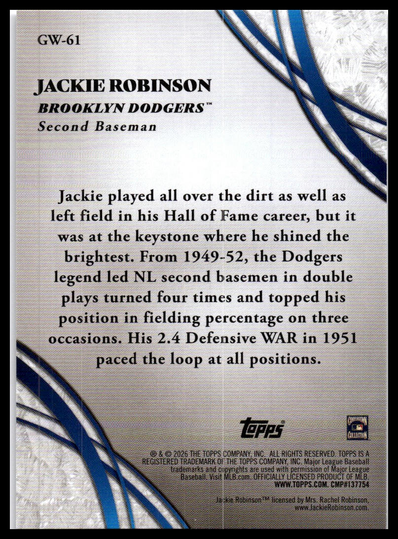 2026 Topps #GW-61 Jackie Robinson Glove Work