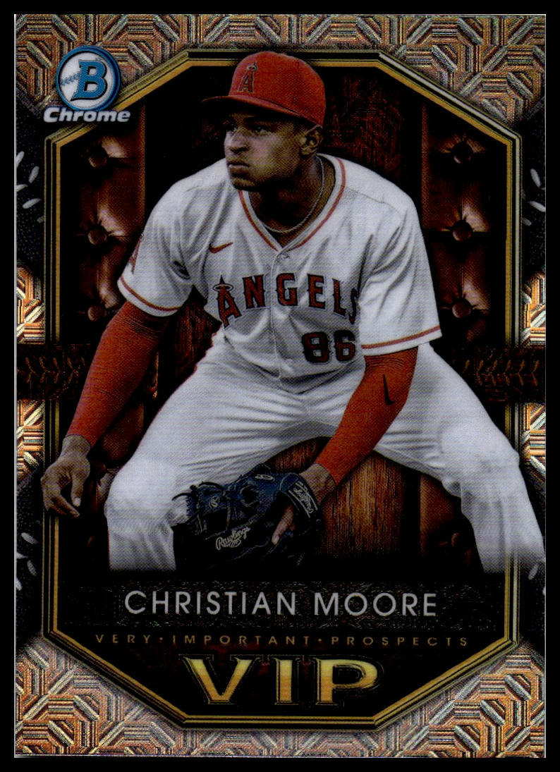 2025 Bowman #VIP-12 Christian Moore Very Important Prospects Mojo Refractor