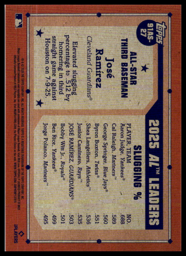 2026 Topps #91AS-27 Jose Ramirez 1991  All-Stars Crackle