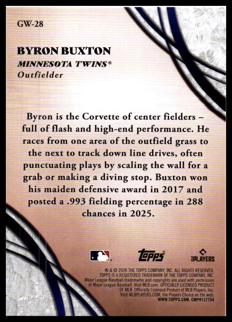 2026 Topps #GW-28 Byron Buxton Glove Work