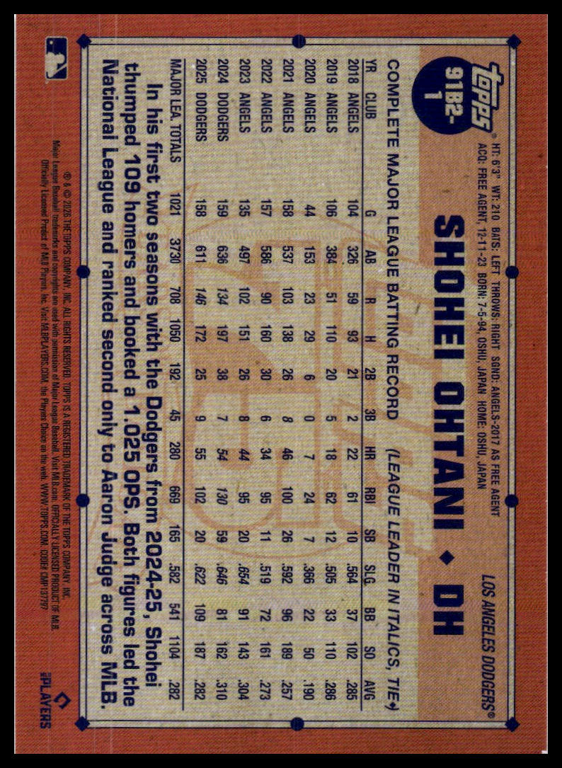 2026 Topps #91B2-1 Shohei Ohtani 1991 (Series Two)