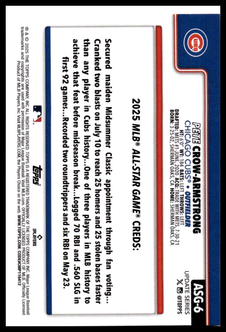 2025 Topps Chrome Update #ASGC-17 Pete Crow-Armstrong 2025 All-Star Game