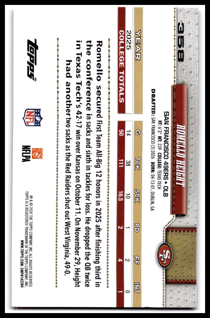 2026 Topps Flagship #358 Romello Height Pink Holo Foil