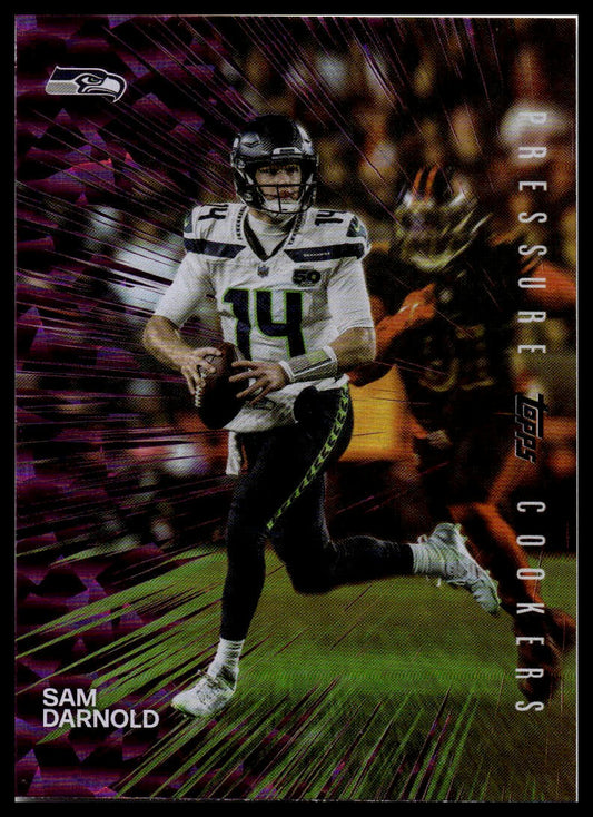 2026 Topps Flagship #PC-24 Sam Darnold Pressure Cookers Pink Crackle